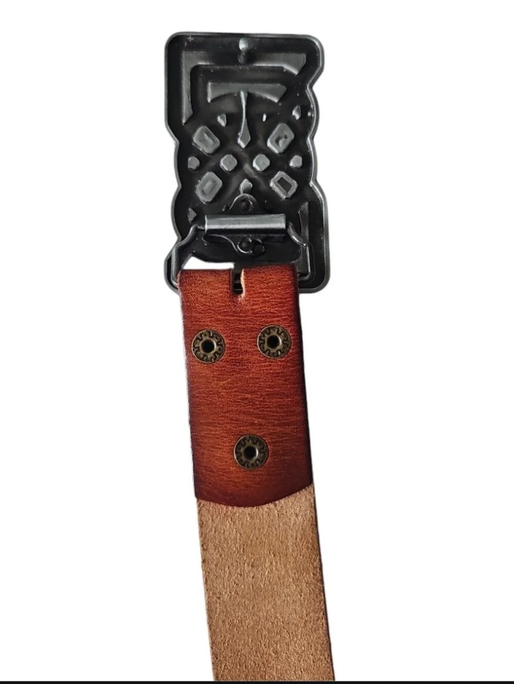 NPET Sport Full Grain Leather Belt Men 36-38 Brown Celtic Knot Buckle Casual